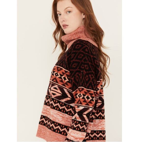 Wrangler Aztec Western Turtleneck Sweater Size Medium - Picture 1 of 8